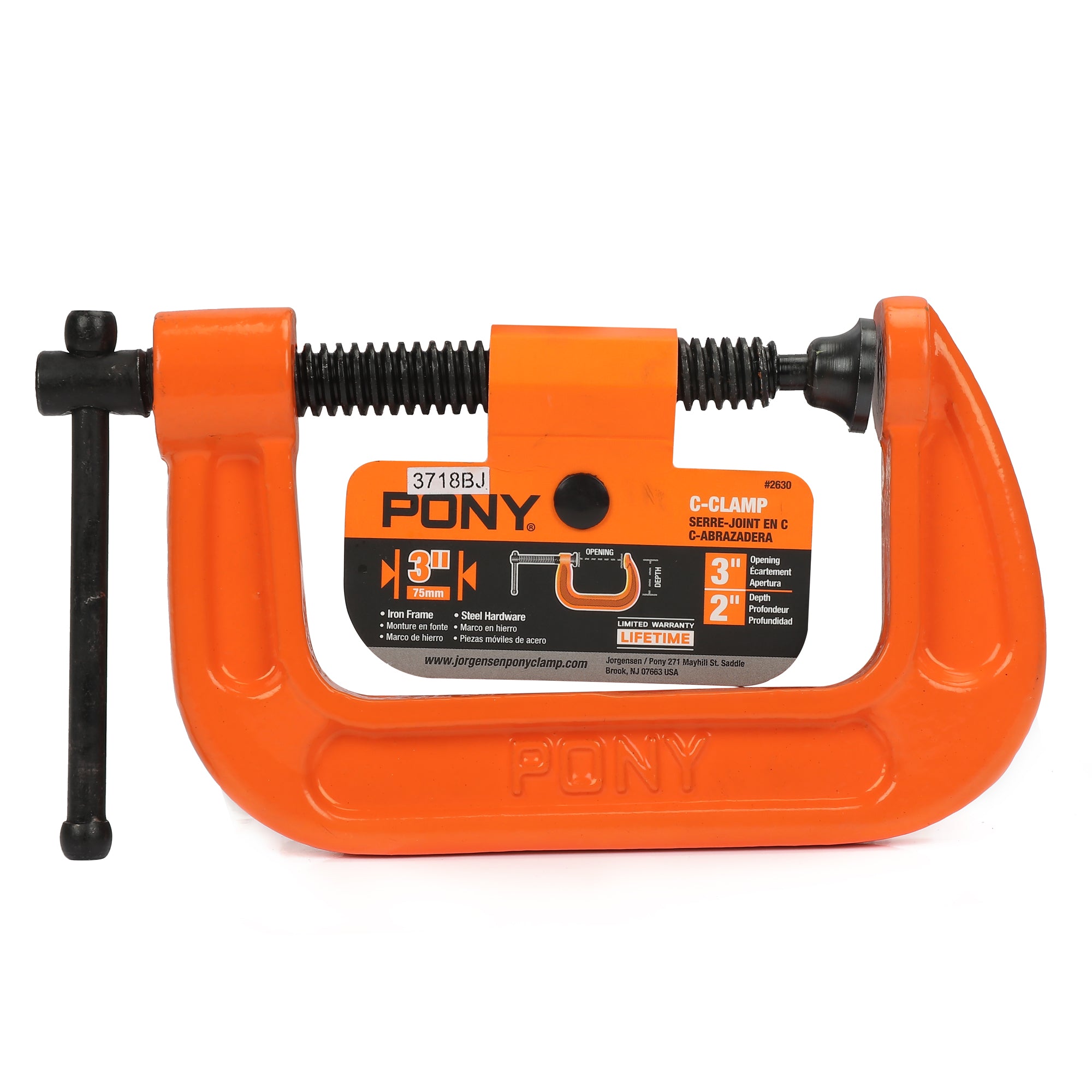 Pony Jorgensen 2630 Classic Light-Duty C-Clamp 3" 800lb