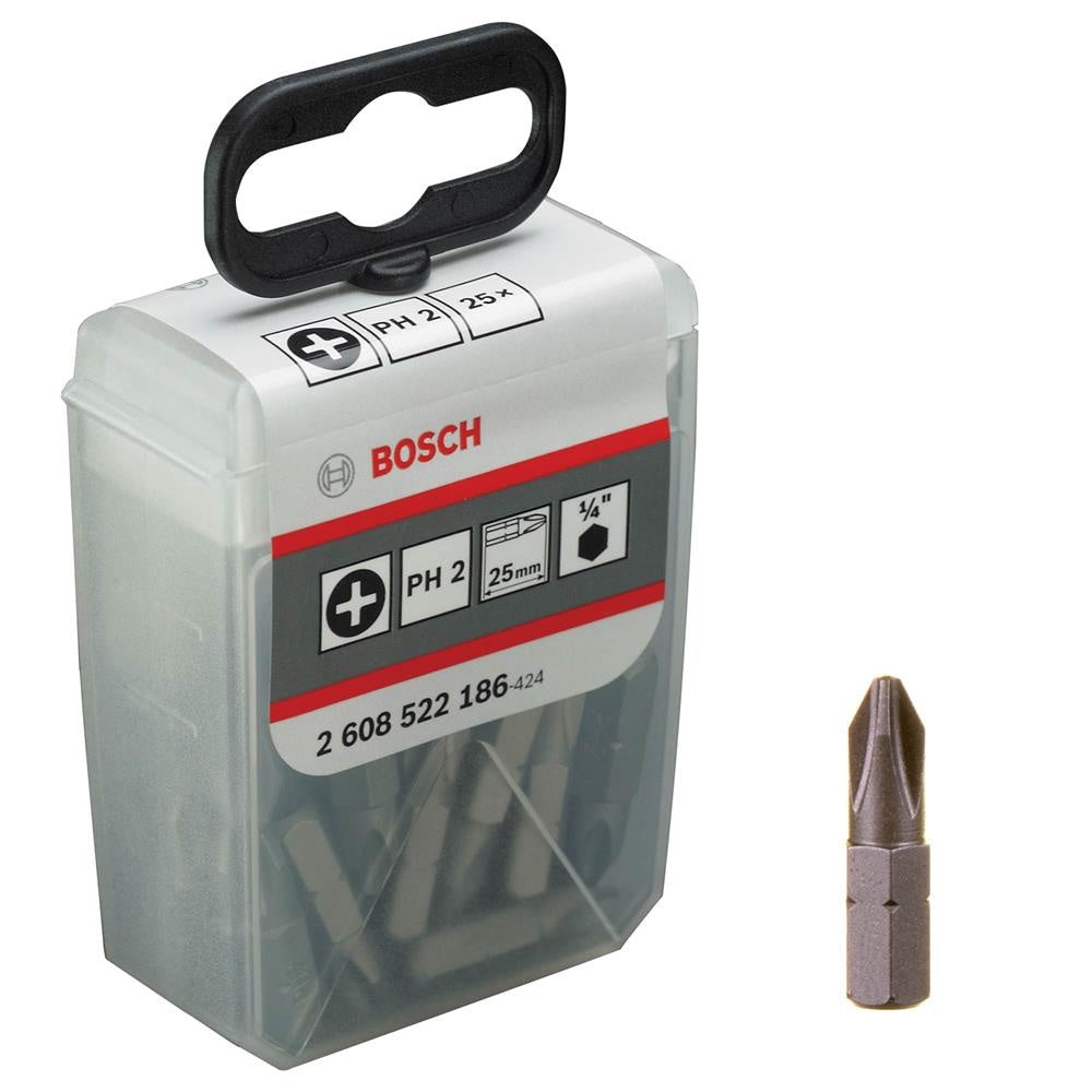 Bosch 2608522186 Extra Hard PH2 Bits 25mm (25 Pack)