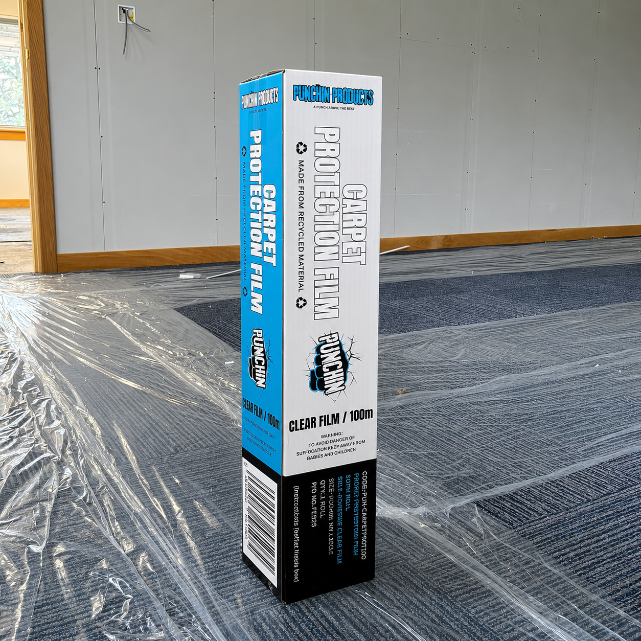 Punchin Clear Carpet Protection Film - 600mm x 100m Roll (Single)