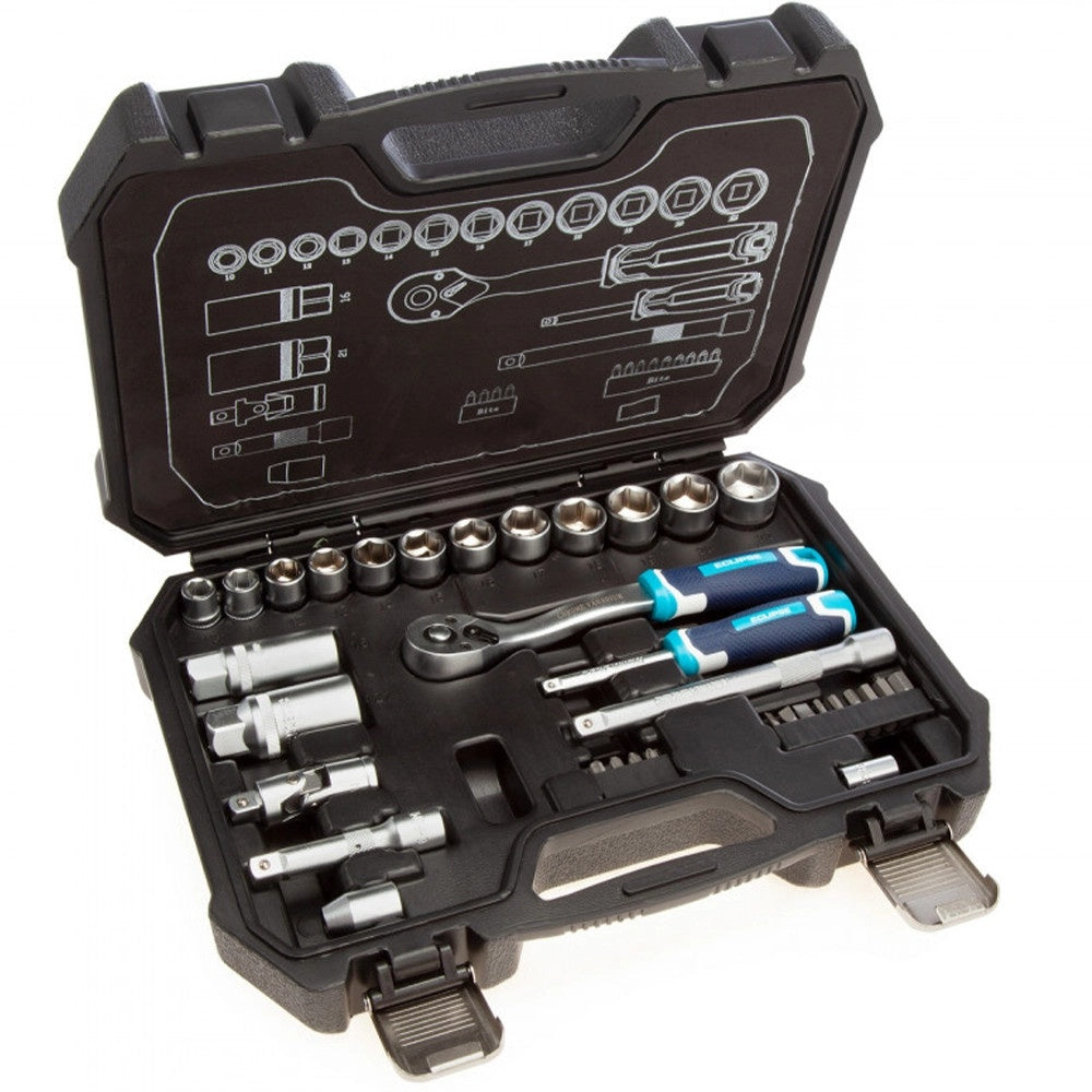 Eclipse ESS34PS 1/4" & 3/8" Square Drive Socket Set (34 Piece)