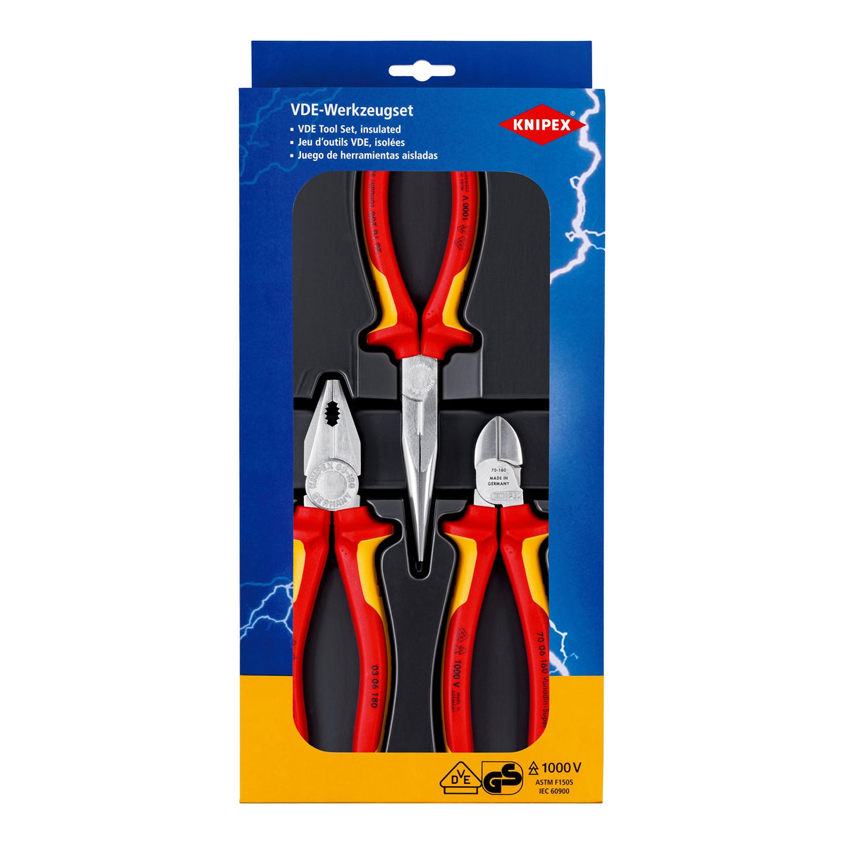 Knipex 00 20 12 VDE Electro Pliers Set (3 Piece)