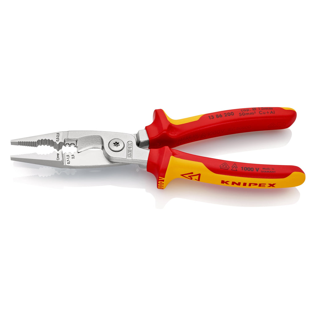 Knipex 13 86 200 SB VDE Electrical Installation Pliers 200mm (Carded)