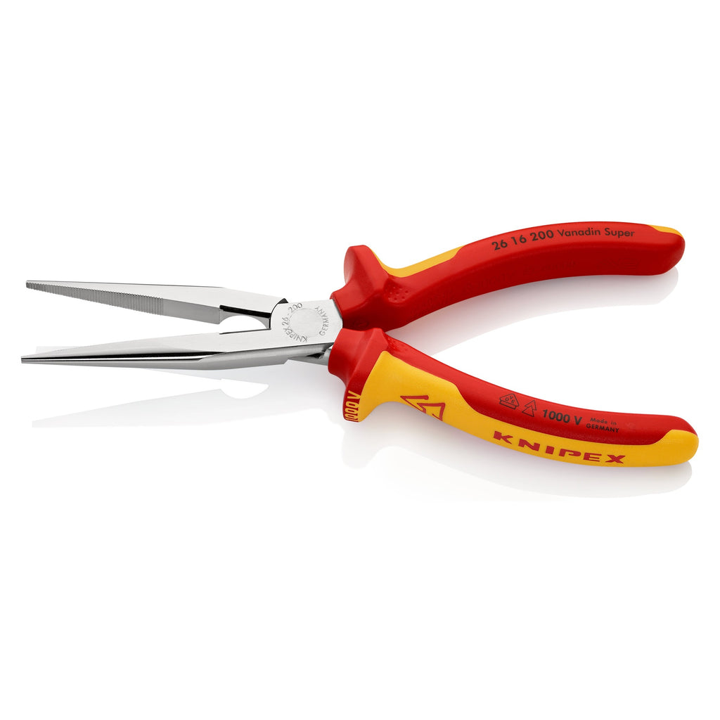 Knipex 26 16 200 SB VDE Snipe Nose Side Cutting Pliers (Stork Beak Pliers) 200mm (Carded)