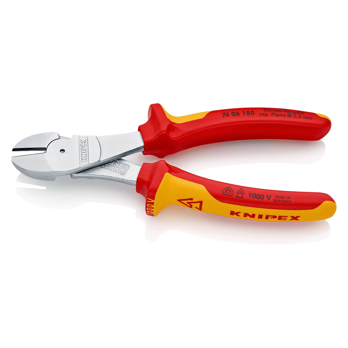 Knipex 74 06 180 SB VDE High Leverage Diagonal Cutter 180mm (Carded)