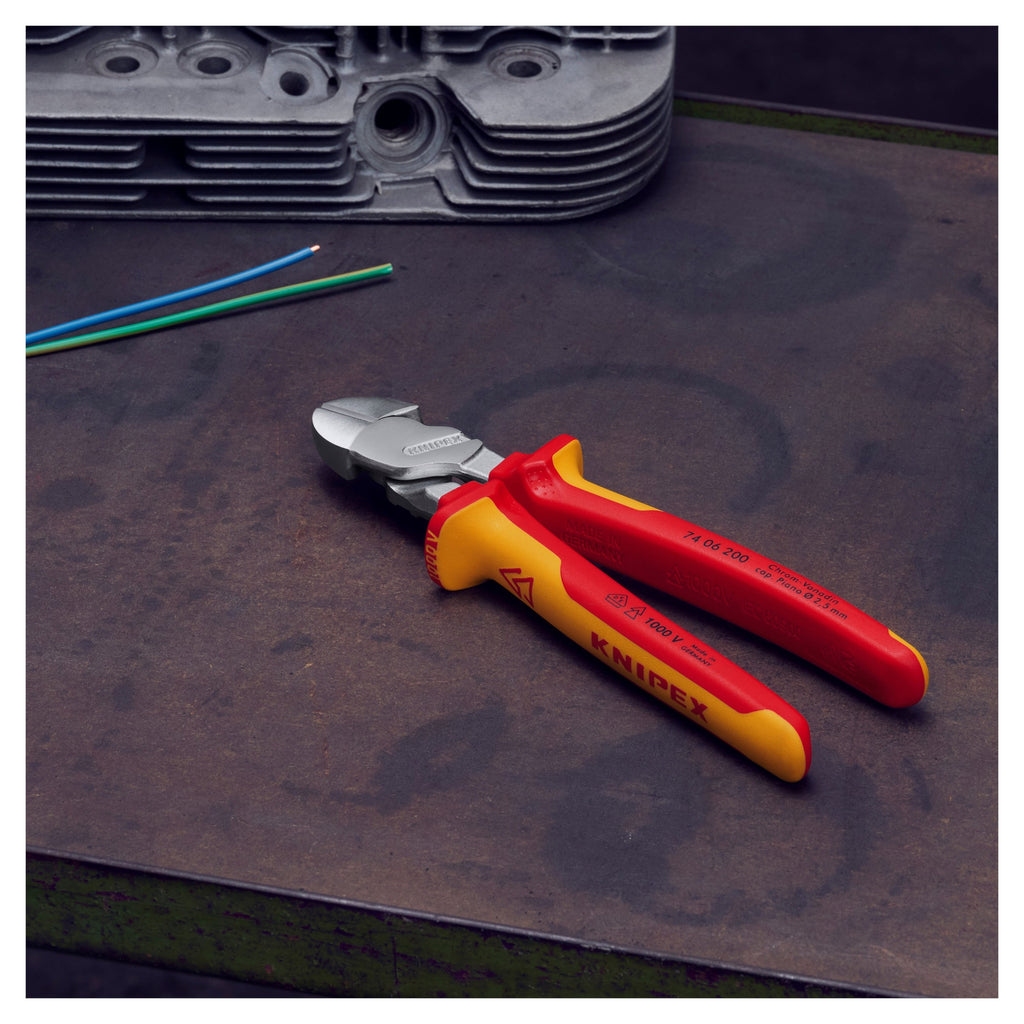 Knipex 74 06 200 SB VDE High Leverage Diagonal Cutter 200mm (Carded)