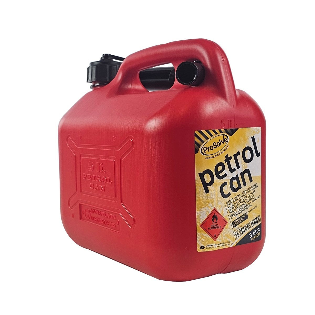 ProSolve PVPFCR5 Red Plastic Petrol Fuel Can 5L