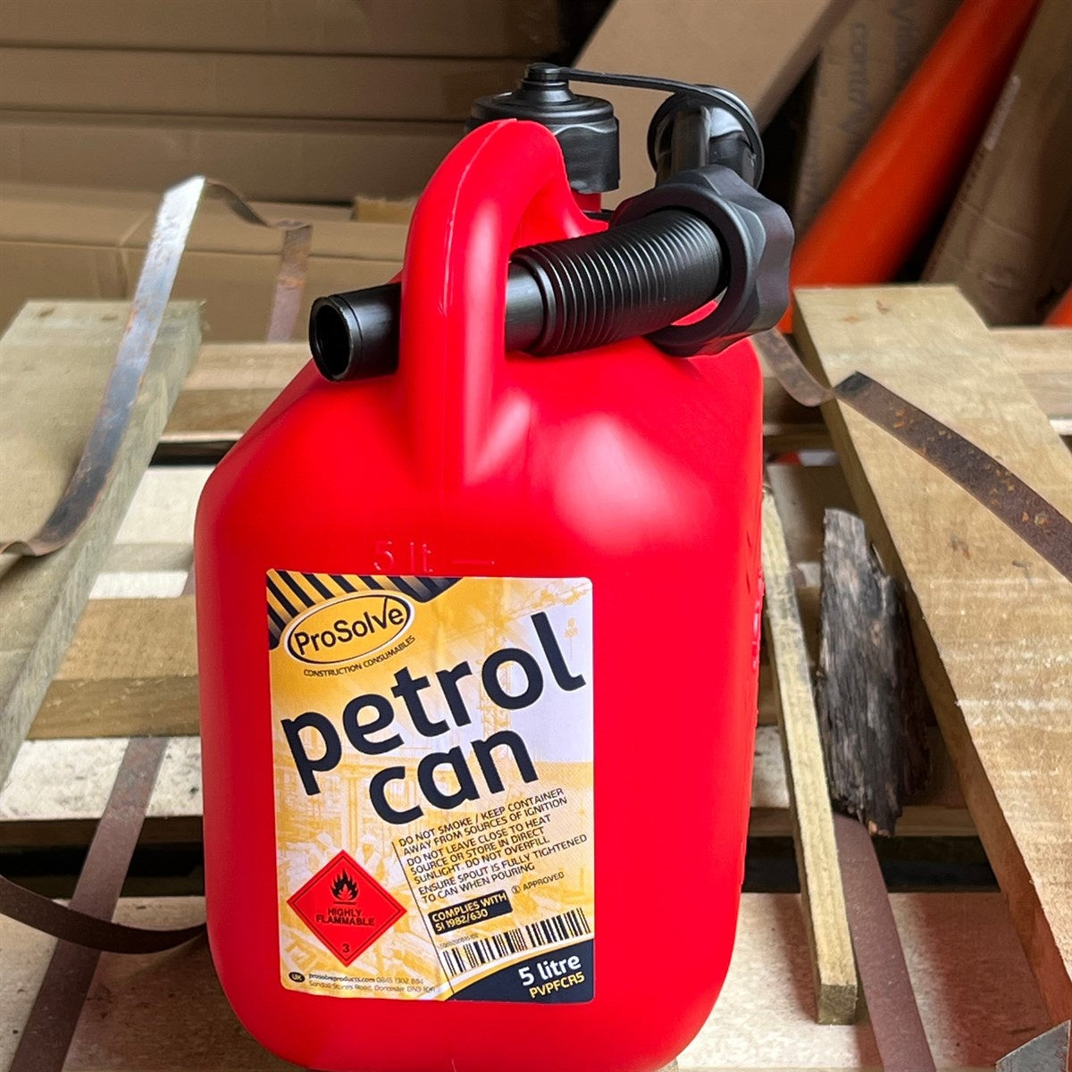 ProSolve PVPFCR5 Red Plastic Petrol Fuel Can 5L