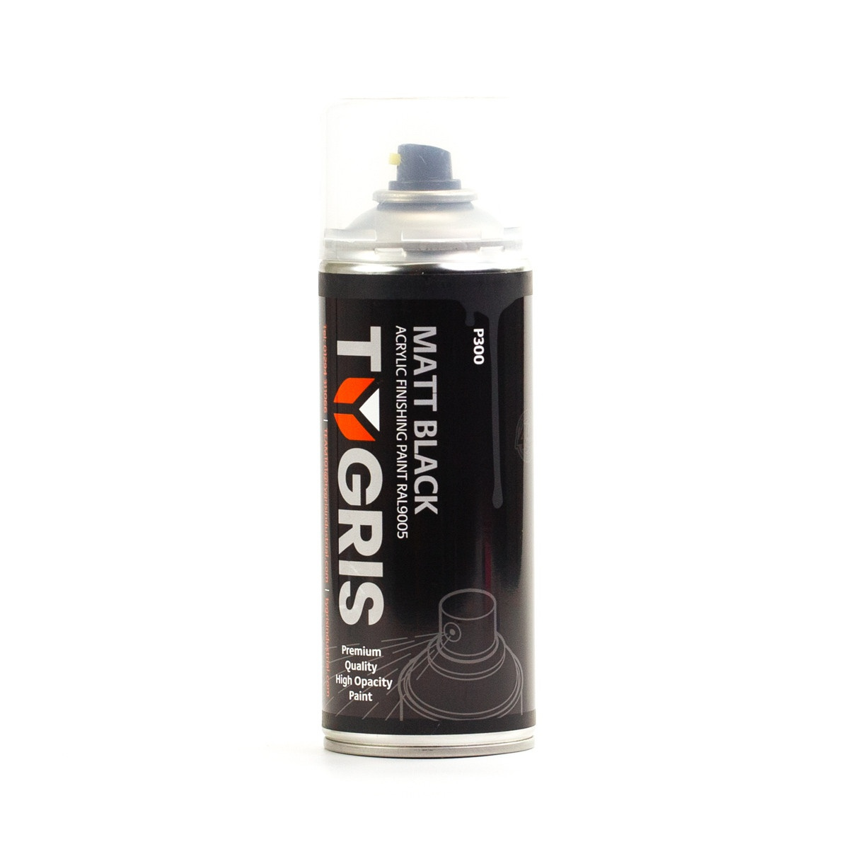 Tygris P300 Matt Black Paint 400ml (RAL9005) - Box of 12 