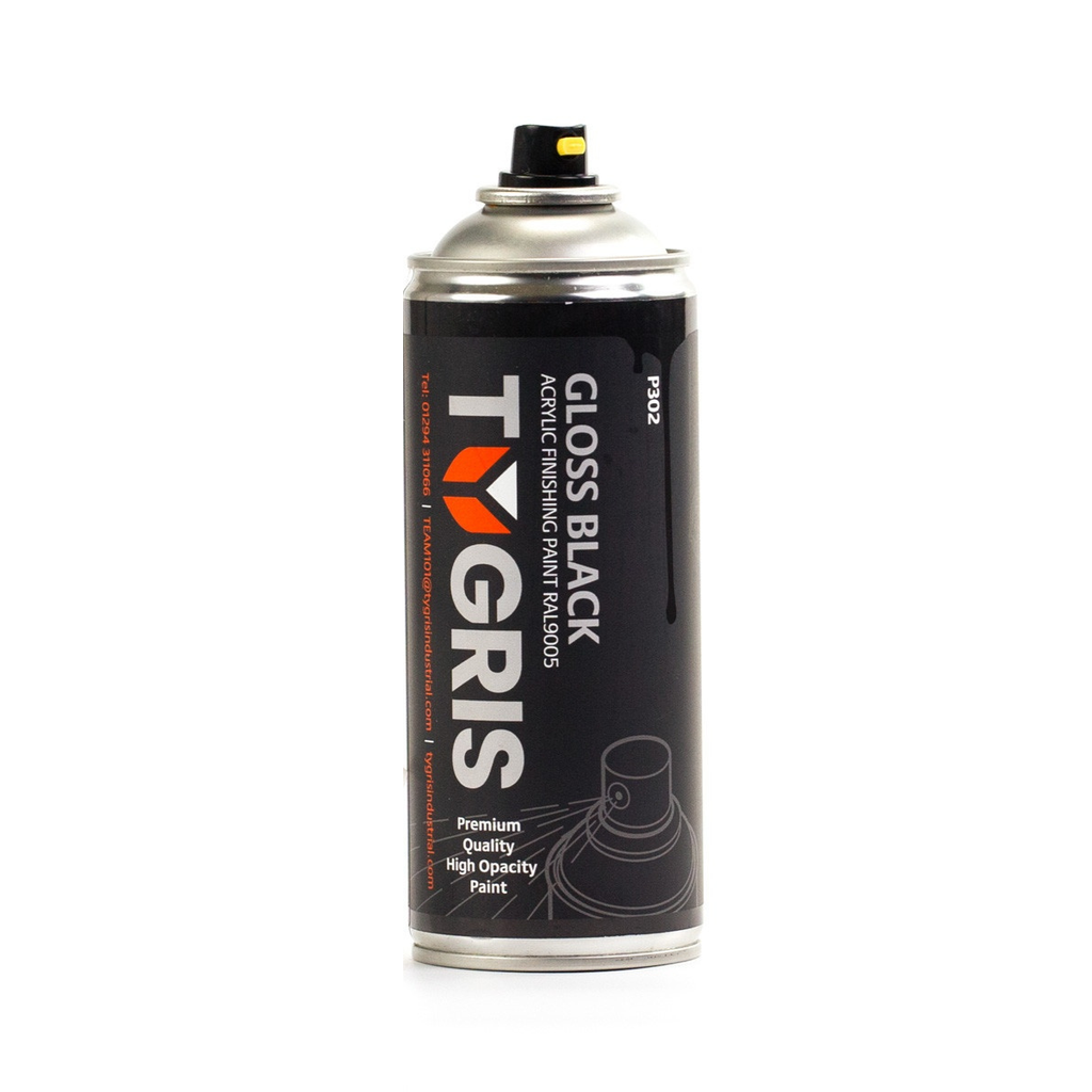 Tygris P302 Gloss Black Paint 400ml (RAL9005) - Box of 12 