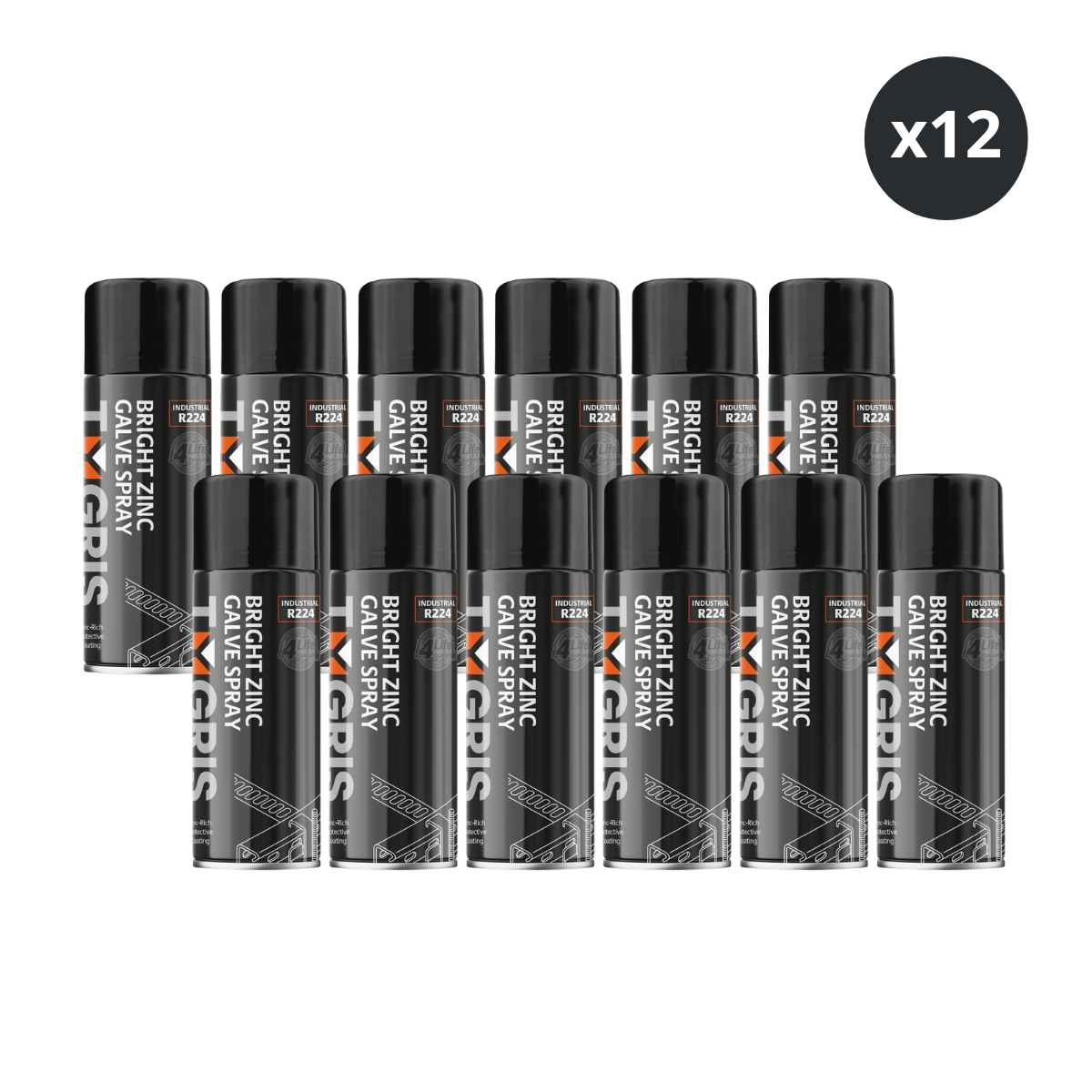 Tygris R224 Bright Zinc Galve Spray 400ml (Box of 12) 