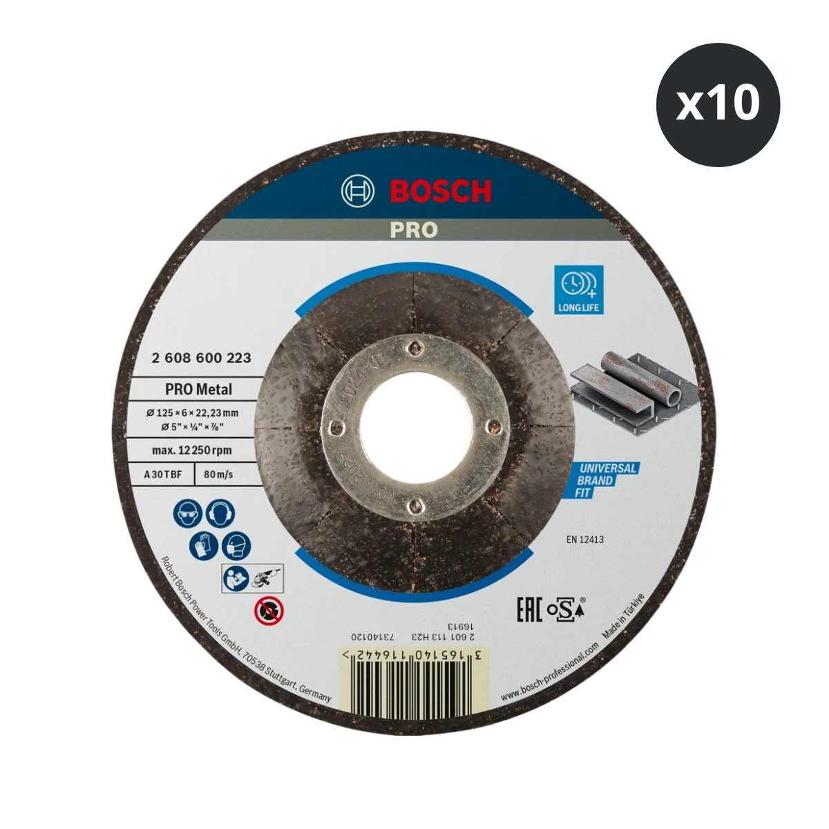 Bosch 2608600223 EXPERT Metal Grinding Discs 125mm (10 Pack)