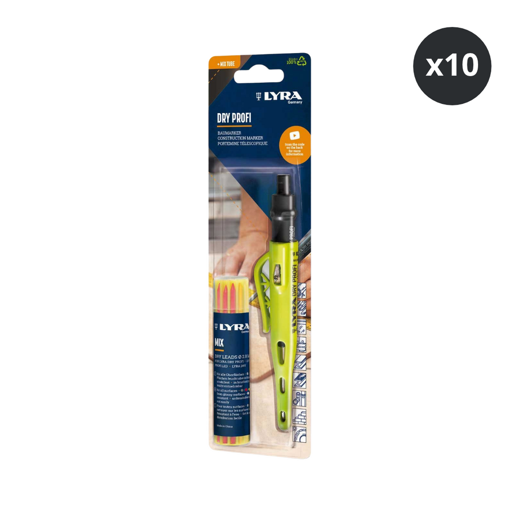 LYRA L4498102 DRY PROFI Construction Marker with Assorted Refill Mix (Box of 10)