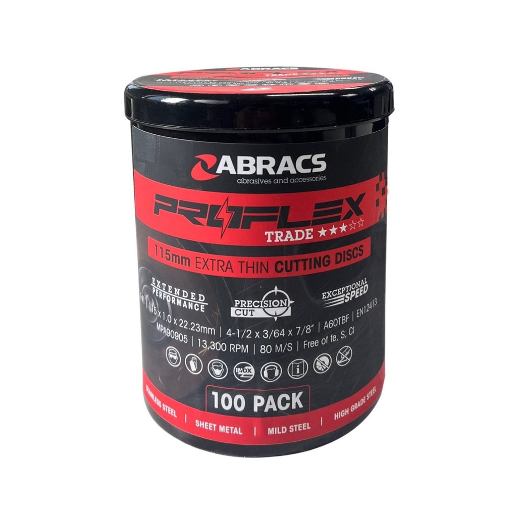 Abracs PFET11510FI Proflex Flat Extra Thin INOX Cutting Disc 115 x 1 x 22mm (Pack of 100)