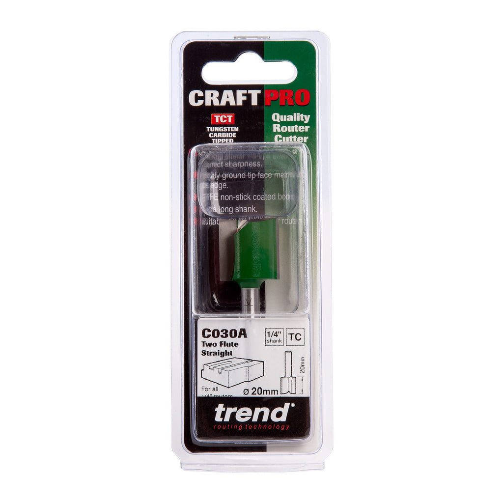 Trend C030AX1/4TC Two Flute Cutter 20mm Diameter