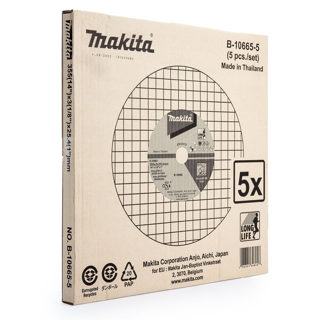 Makita B-10665 Metal Cutting Disc 355 x 3 x 25.4mm (Pack of 5)