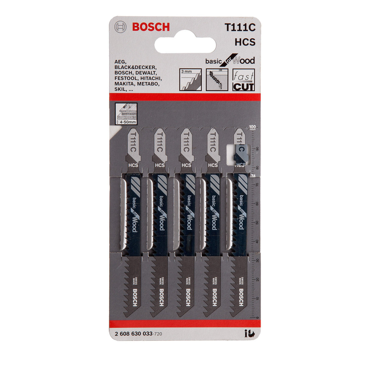 Bosch T111C Basic Jigsaw Blade for Wood 100mm (Pack of 5)