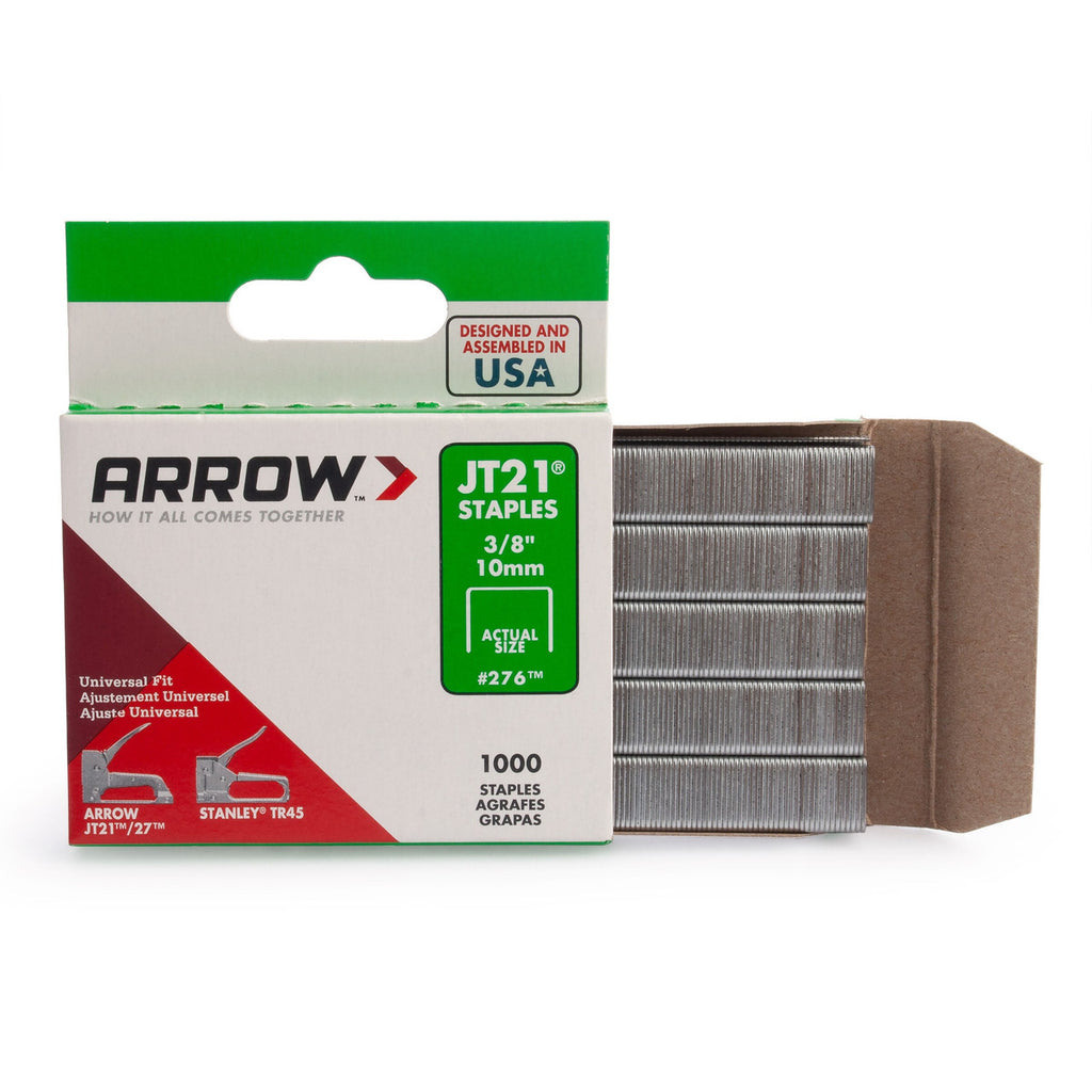 Arrow 276 JT21 Light-Duty Staples 10mm (Pack of 1000)