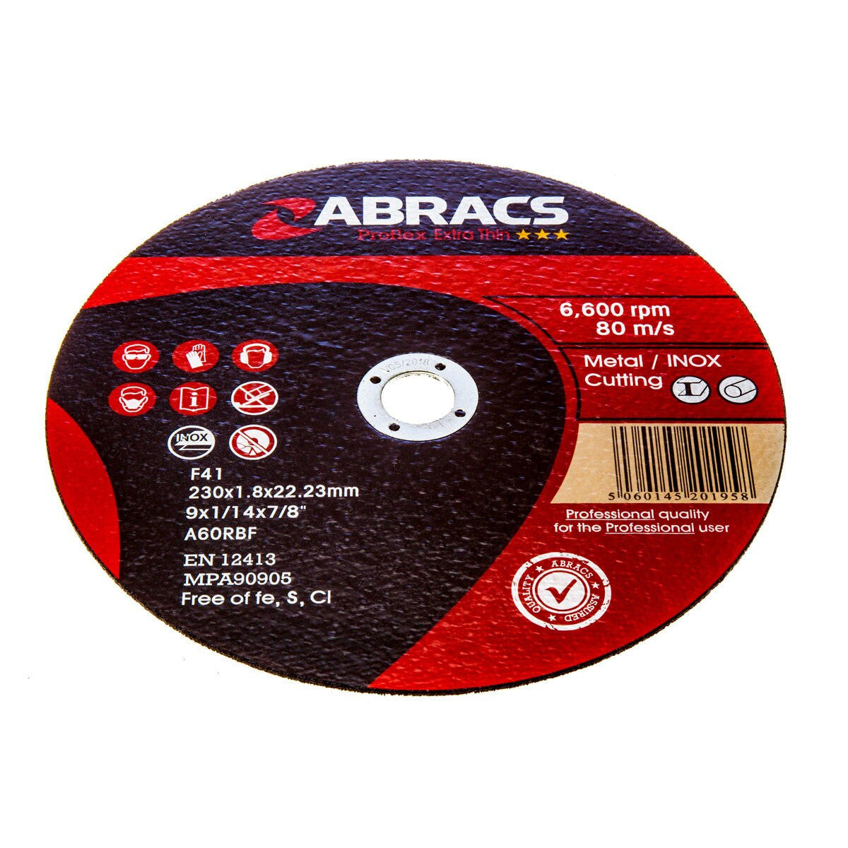 Abracs PFET23018FI Proflex Flat Extra Thin INOX Cutting Disc 230 x 1.8 x 22mm (Pack of 10)