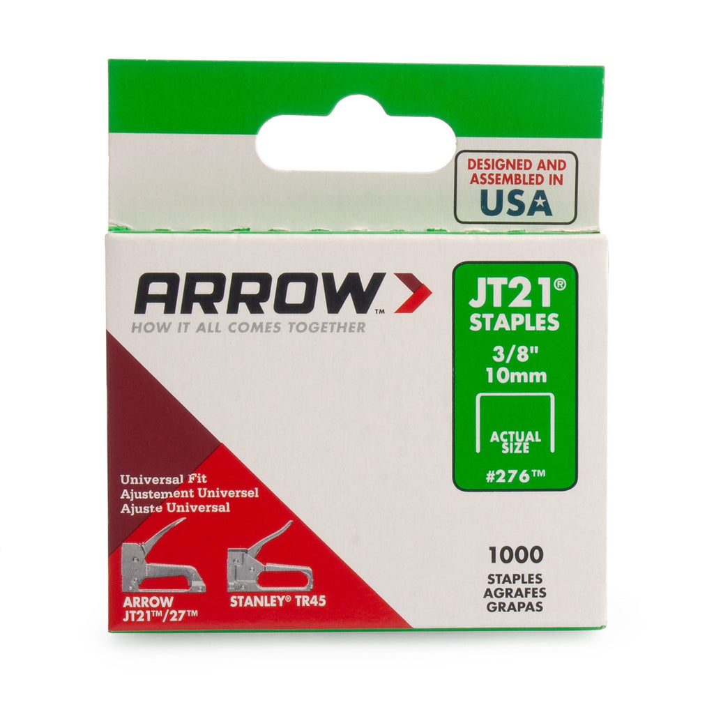 Arrow 276 JT21 Light-Duty Staples 10mm (Pack of 1000)