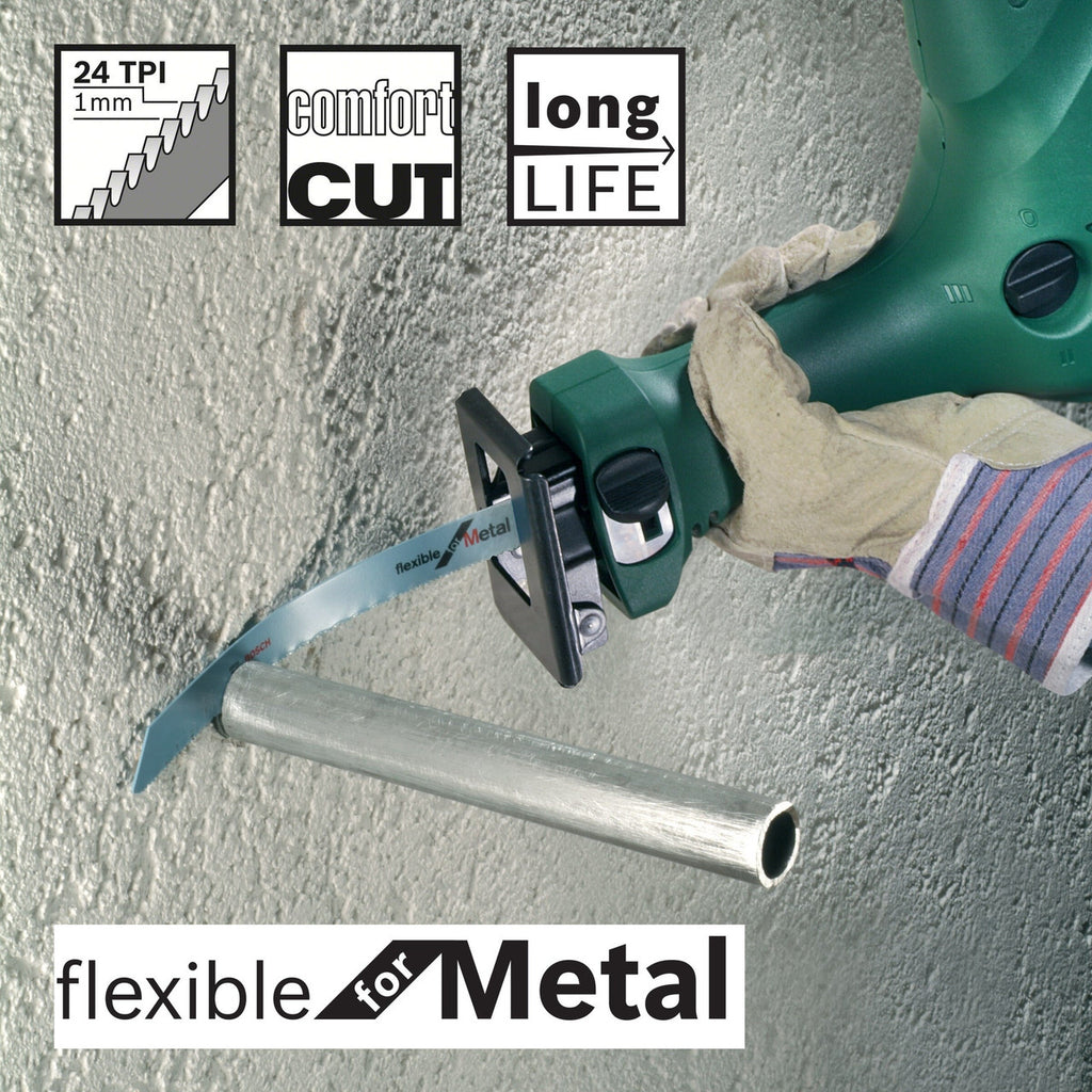 Bosch S1122AF Flexible Reciprocating Saw Blade for Metal 225mm (Pack of 5)