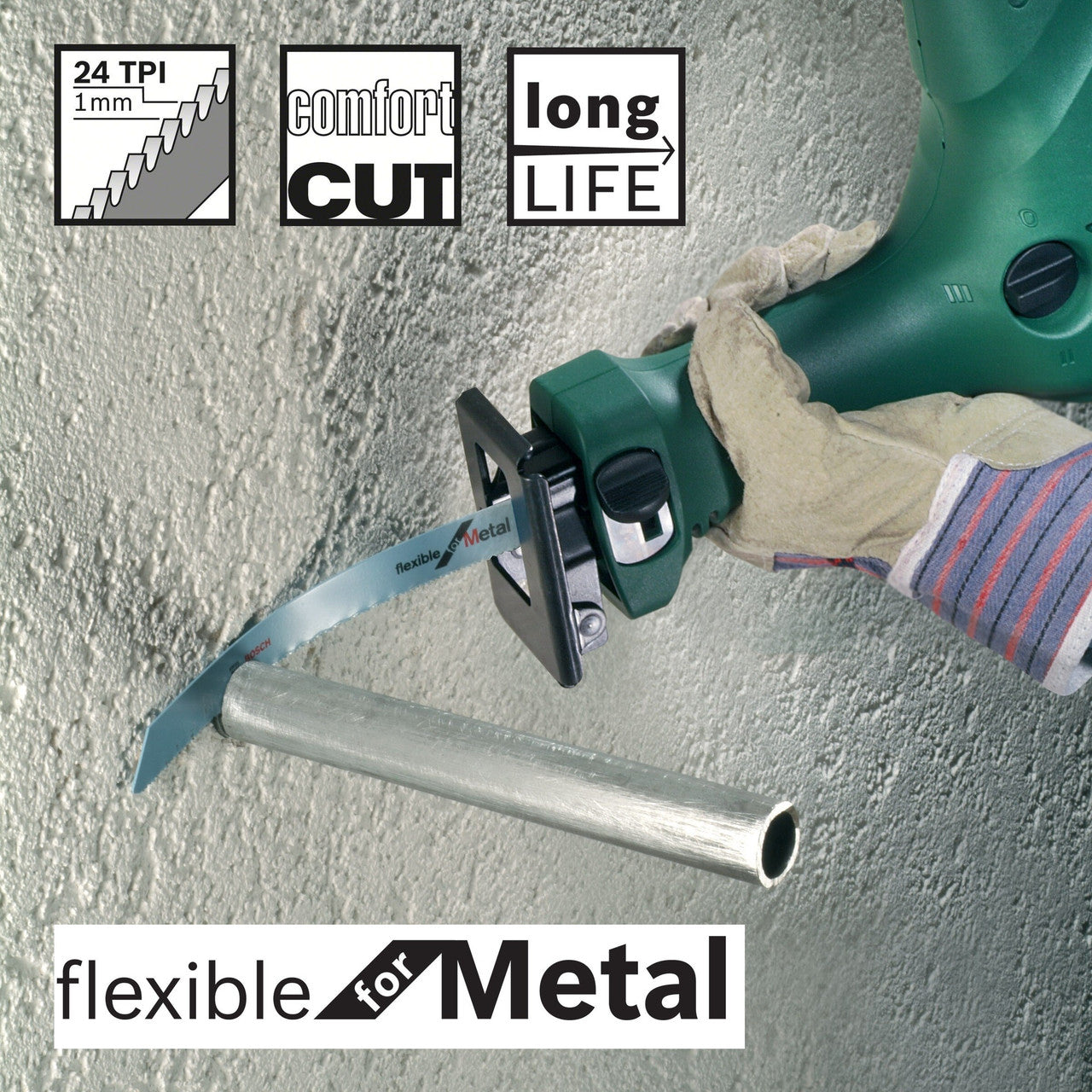 Bosch S1122AF Flexible Reciprocating Saw Blade for Metal 225mm (Pack of 5)