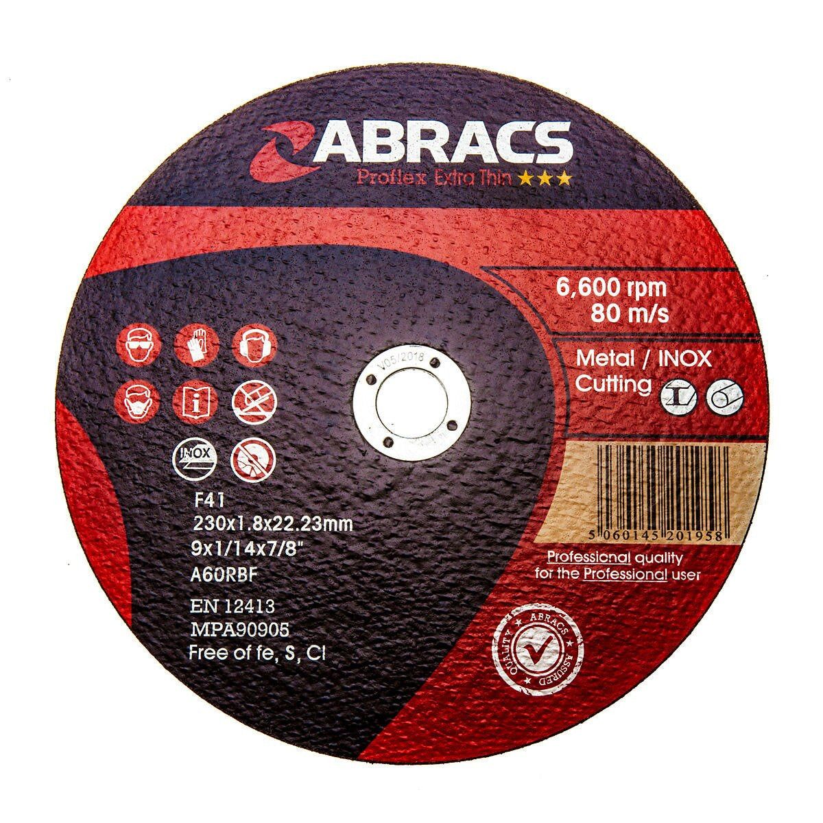 Abracs PFET23018FI Proflex Flat Extra Thin INOX Cutting Disc 230 x 1.8 x 22mm (Pack of 10)