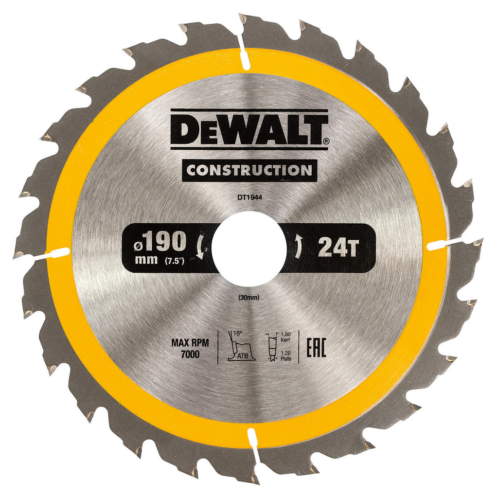 Dewalt DT1944 Construction Circular Saw Blade 190 x 30mm x 24T