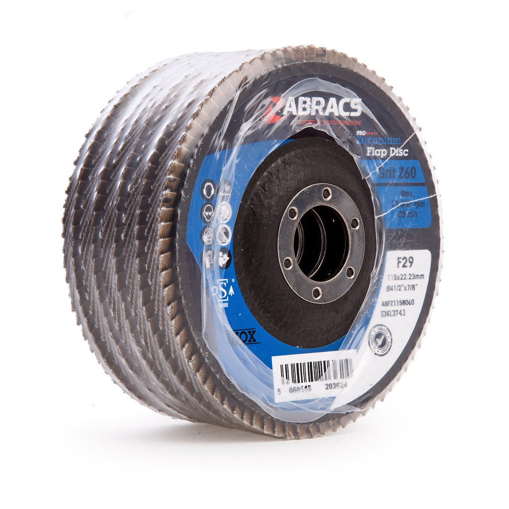 Abracs ABFZ115B060 Pro Zirconium Flap Disc 60 Grit x 115mm (Pack of 5)