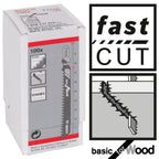 Bosch T111C Basic Jigsaw Blade for Wood (Pack of 100)