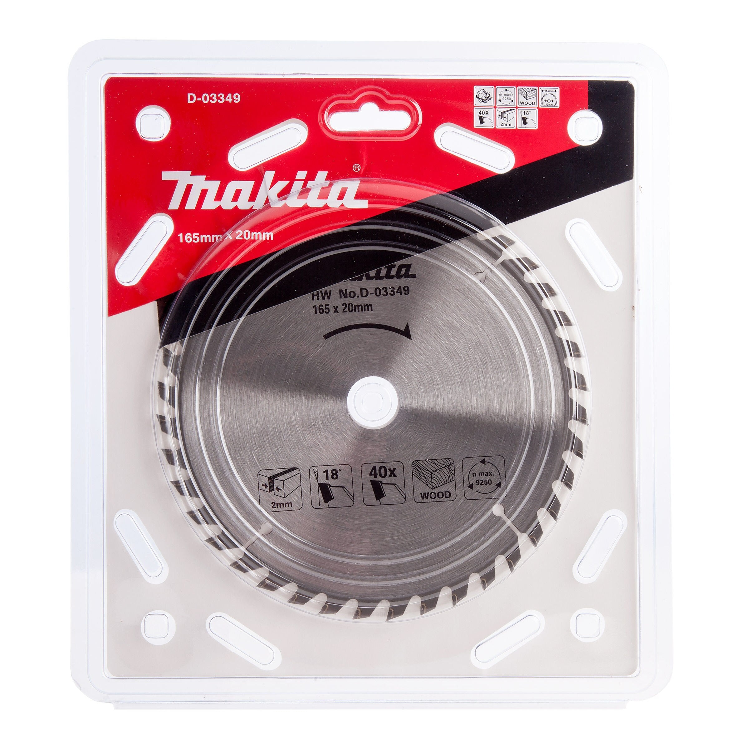 Makita D-03349 Circular Saw Blade for Wood 165 x 20mm x 40T