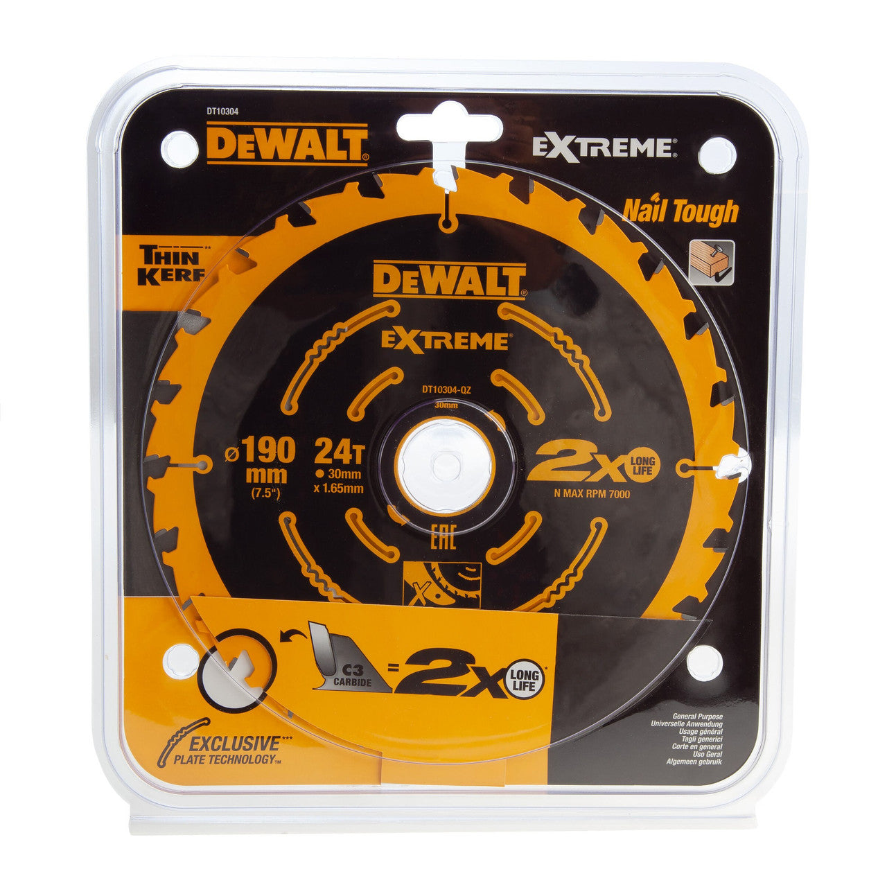 Dewalt DT10304 EXTREME Second Fix Circular Saw Blade 190 x 30mm x 24T