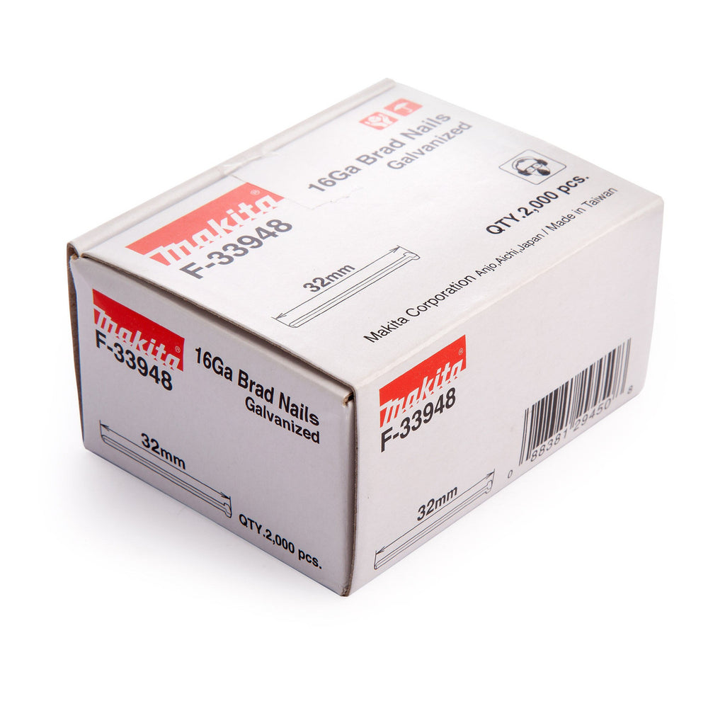 Makita F-33948 Galvanised Brad Nails 16GA 32mm (Pack of 2000)