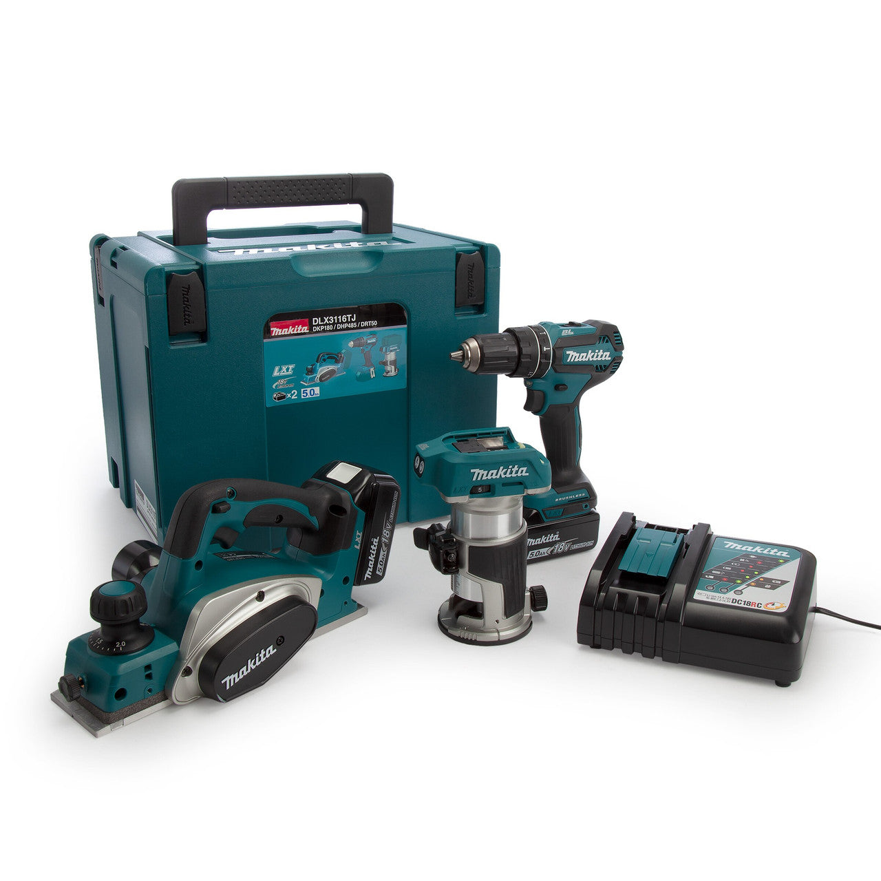 Makita DLX3116TJ LXT 18V 3 Piece Tool Kit (2 x 5.0Ah Batteries)