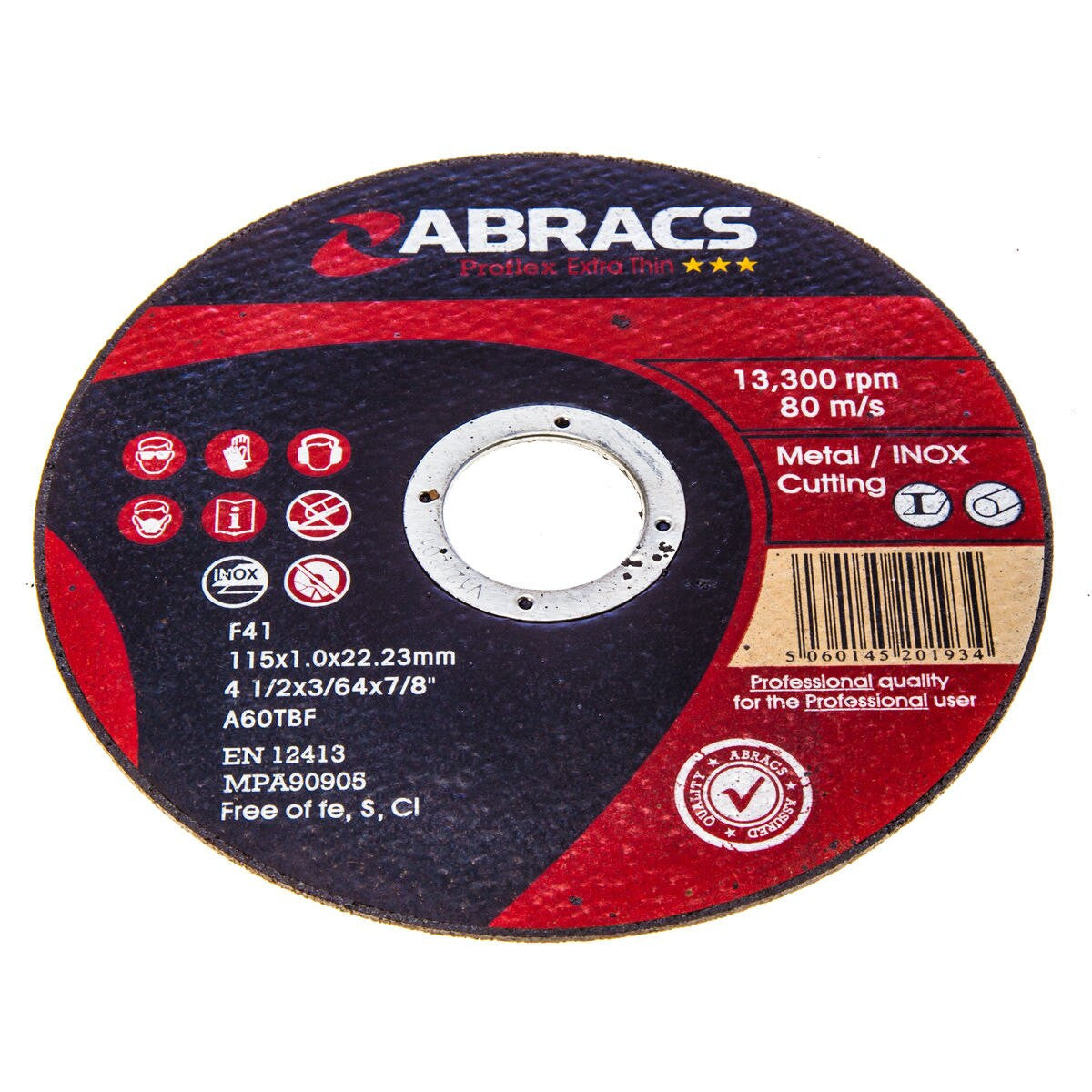 Abracs PFET11510FI Proflex Flat Extra Thin INOX Cutting Disc 115 x 1 x 22mm (Pack of 10)
