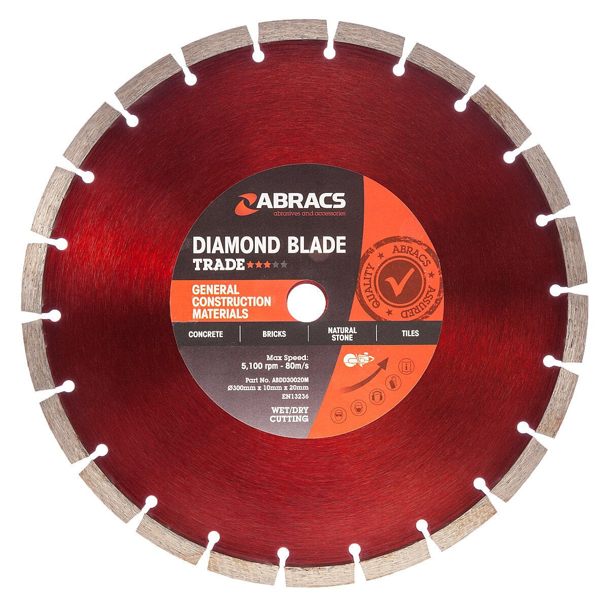 Abracs ABDD30020M Trade General Purpose Diamond Blade 300 x 10 x 20mm