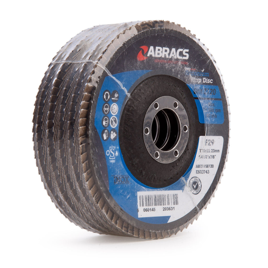 Abracs ABFZ115B0120 Pro Zirconium Flap Disc 120 Grit x 115mm (Pack of 5)