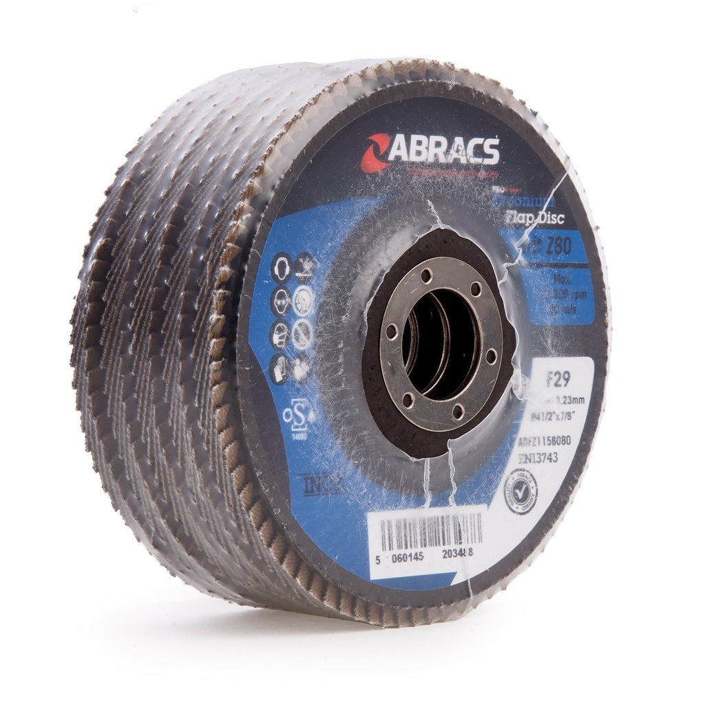 Abracs ABFZ115B080 Pro Zirconium Flap Disc 80 Grit x 115mm (Pack of 5)