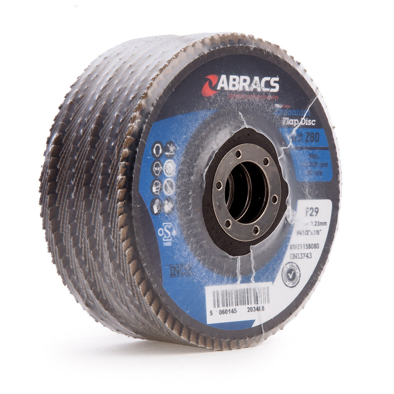 Abracs ABFZ115B080 Pro Zirconium Flap Disc 80 Grit x 115mm (Pack of 5)