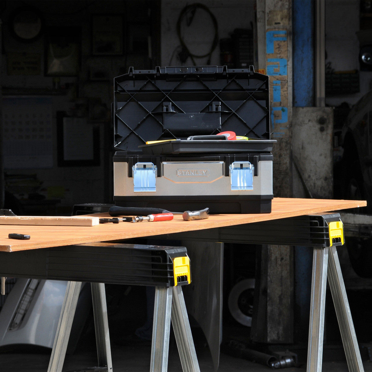 Stanley 1-97-475 Folding Metal Leg Sawhorse (Twin Pack)