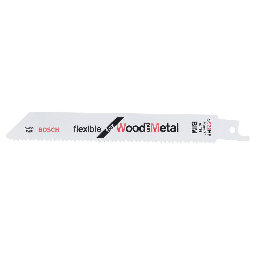 Bosch S922HF Flexible Reciprocating Saw Blade for Wood & Metal 150mm (Pack of 5)