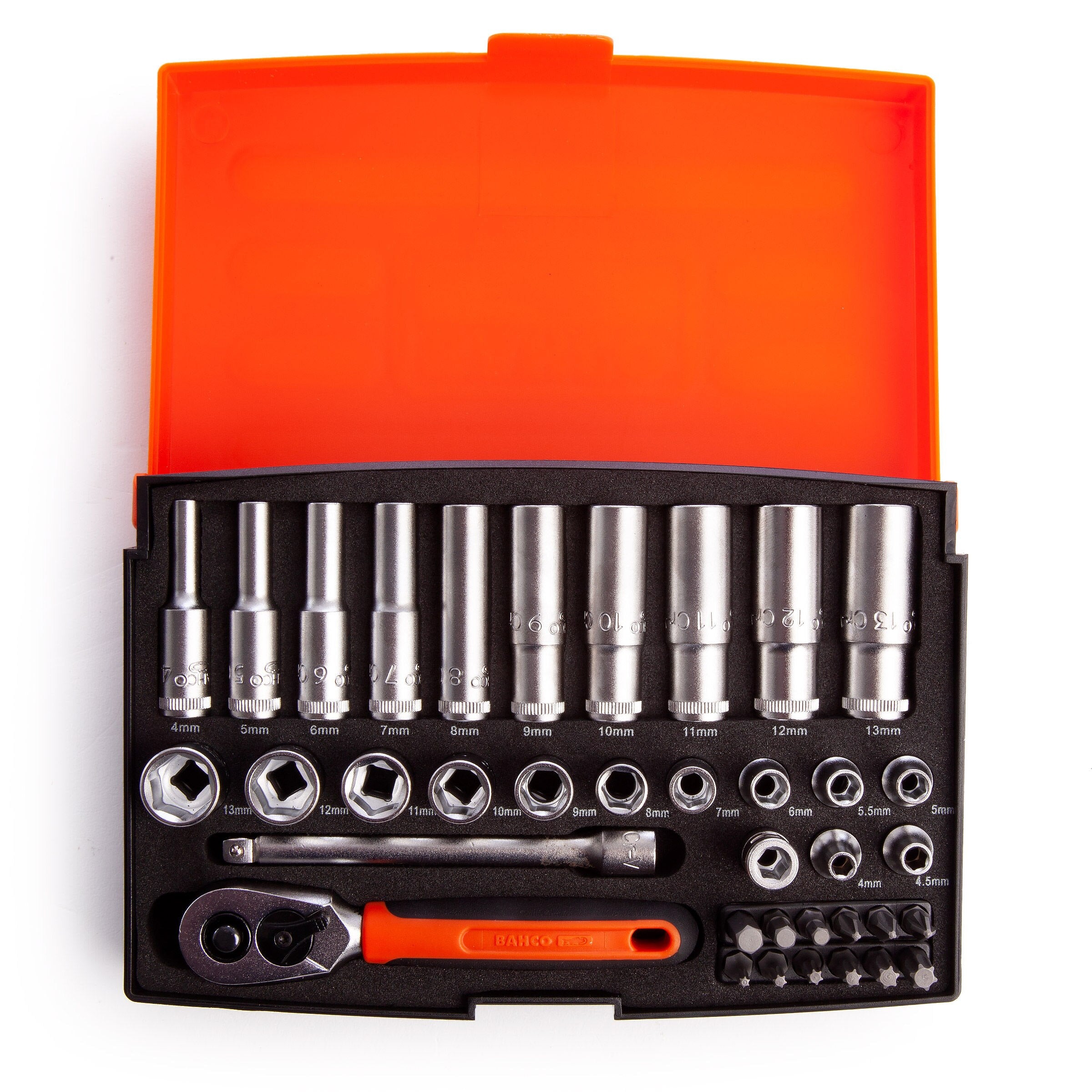 Bahco SL25L Metric Socket and Mechanical Set 1/4in Dynamic Drive (37 Piece)