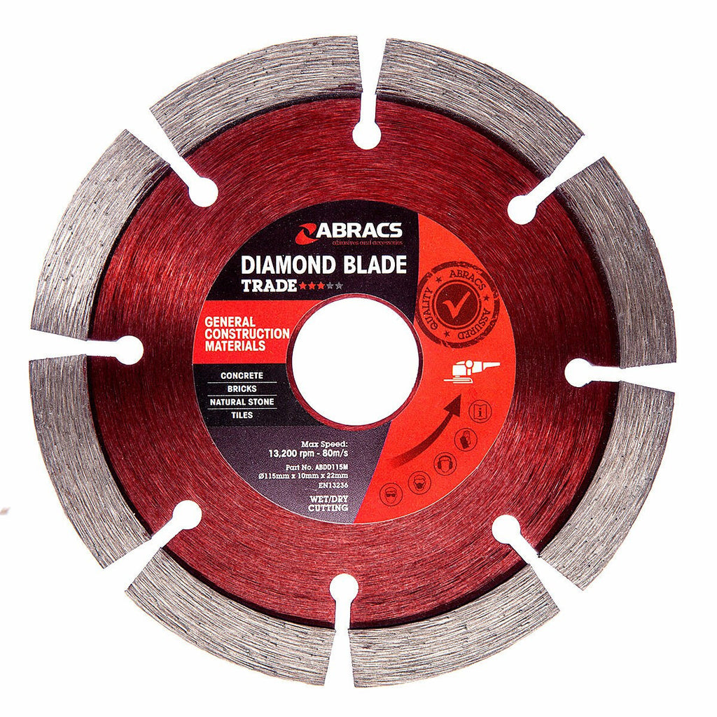 Abracs ABDD115M Trade General Purpose Diamond Blade 115 x 10 x 22mm
