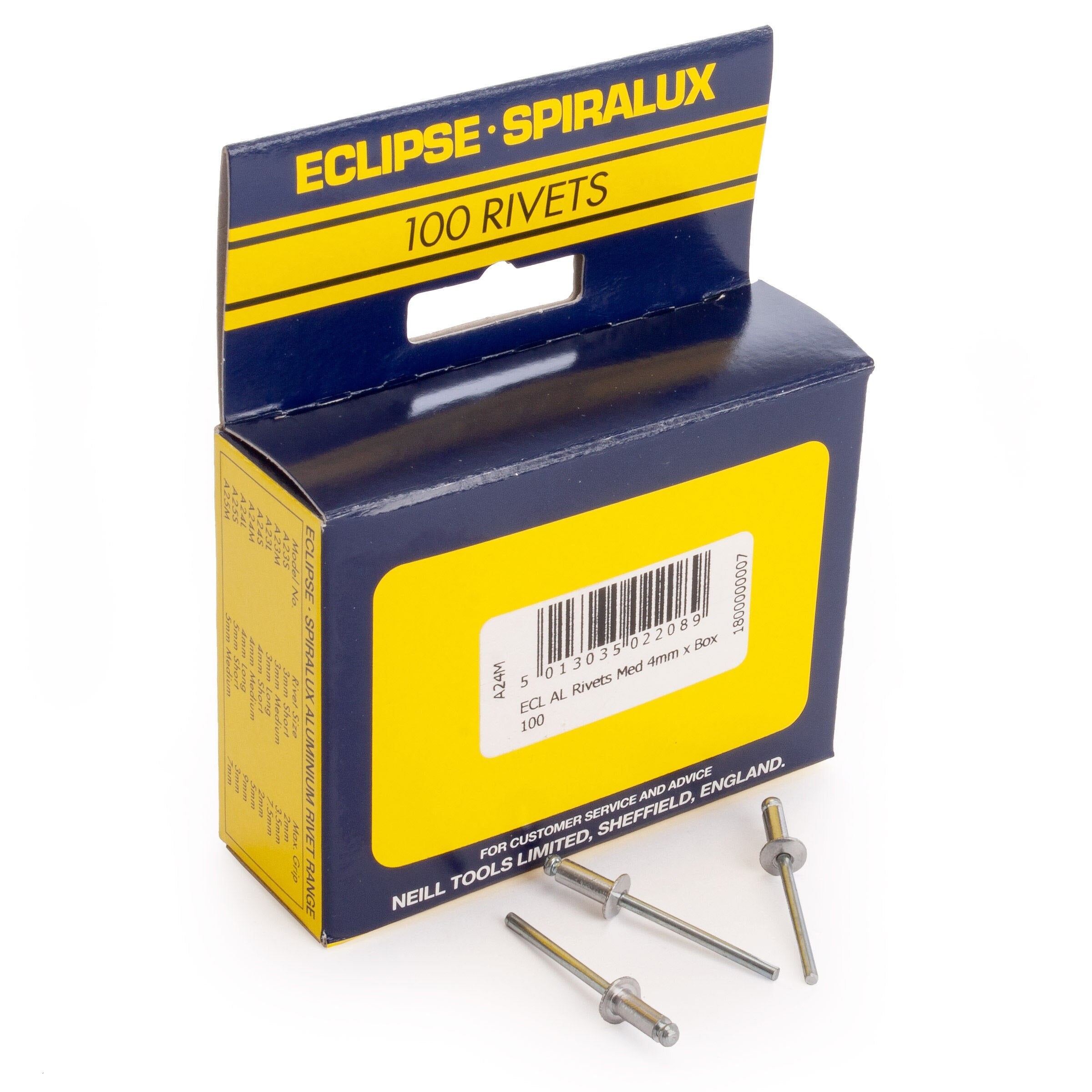 Eclipse A24M Medium Aluminium Rivets 4mm (Pack of 100)