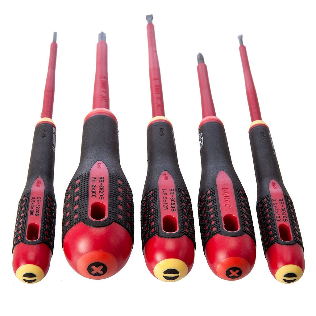 Bahco BE-9881S Insulated Ergo VDE Slotted/Phillips Screwdriver Set (5 Piece)