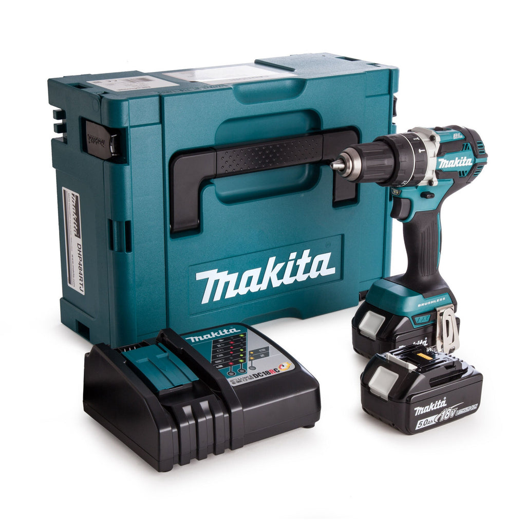 Makita DHP484RTJ LXT 18V Combi Drill in Makpac Case (2 x 5.0Ah Batteries)