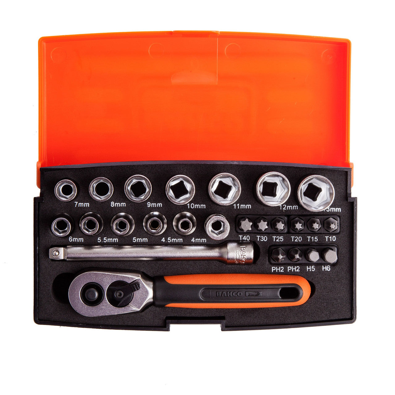 Bahco SL25 1/4" Drive Socket & Bit Set 4-13mm (25 Piece)
