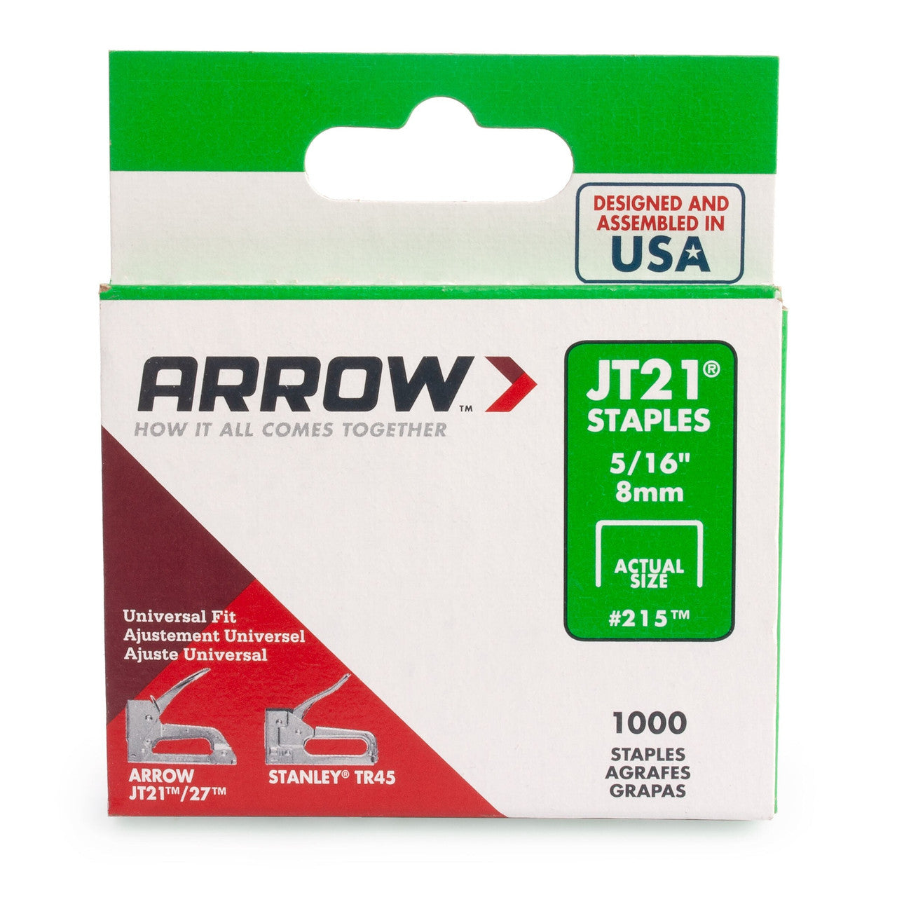 Arrow 215 JT21 Light-Duty Staples 8mm (Pack of 1000)