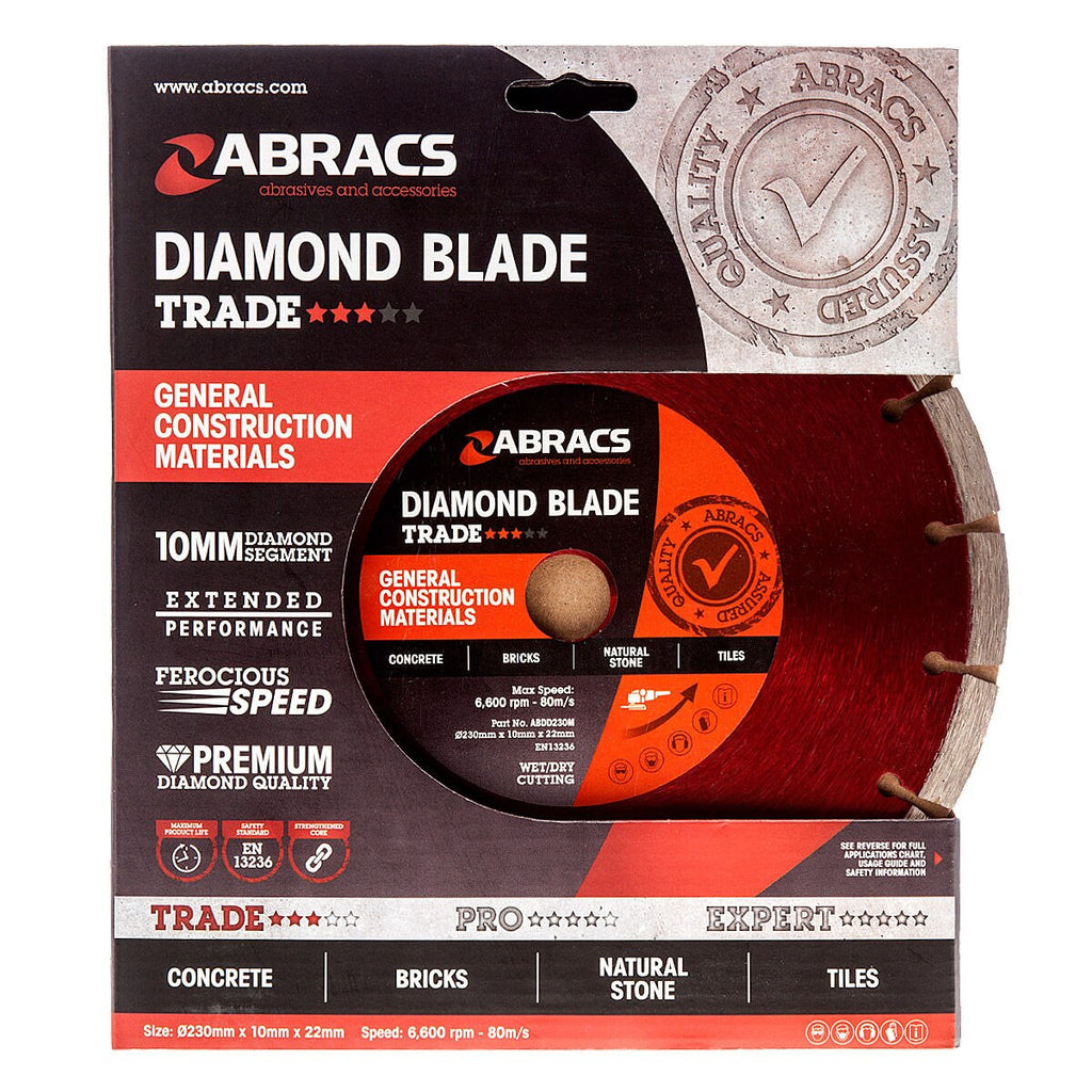 Abracs ABDD230M Trade General Purpose Diamond Blade 230 x 10 x 22mm