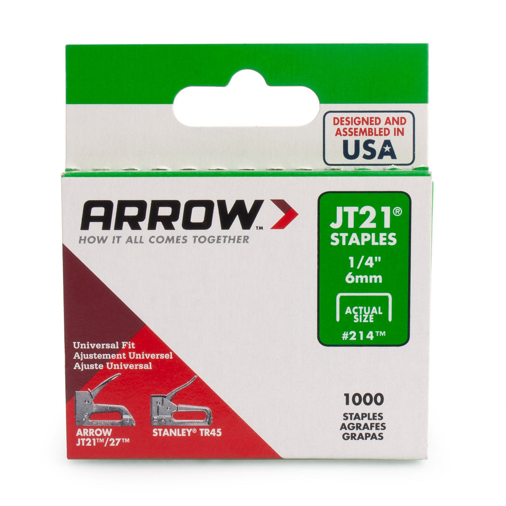 Arrow 214 JT21 Light-Duty Staples 6mm (Pack of 1000)