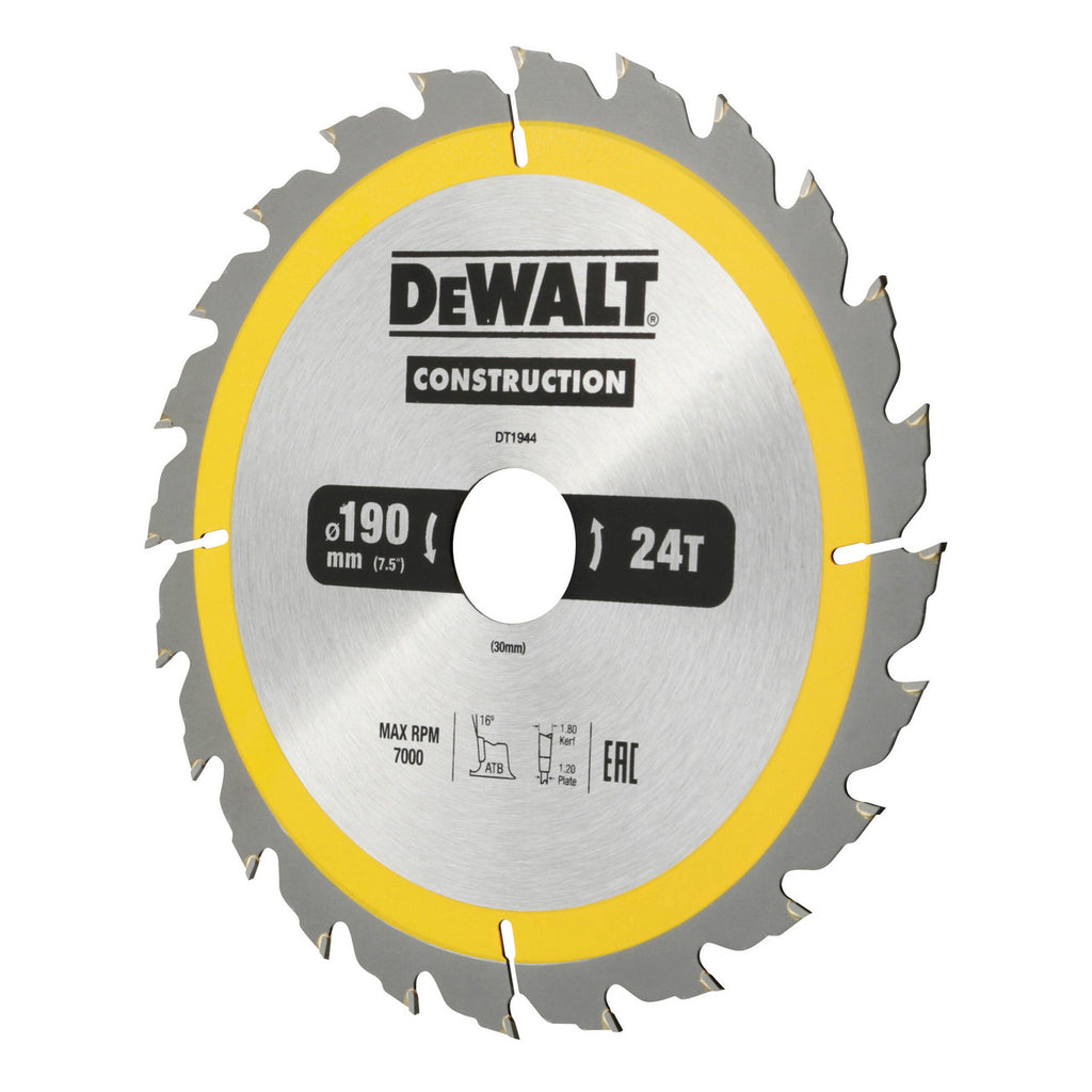 Dewalt DT1944 Construction Circular Saw Blade 190 x 30mm x 24T